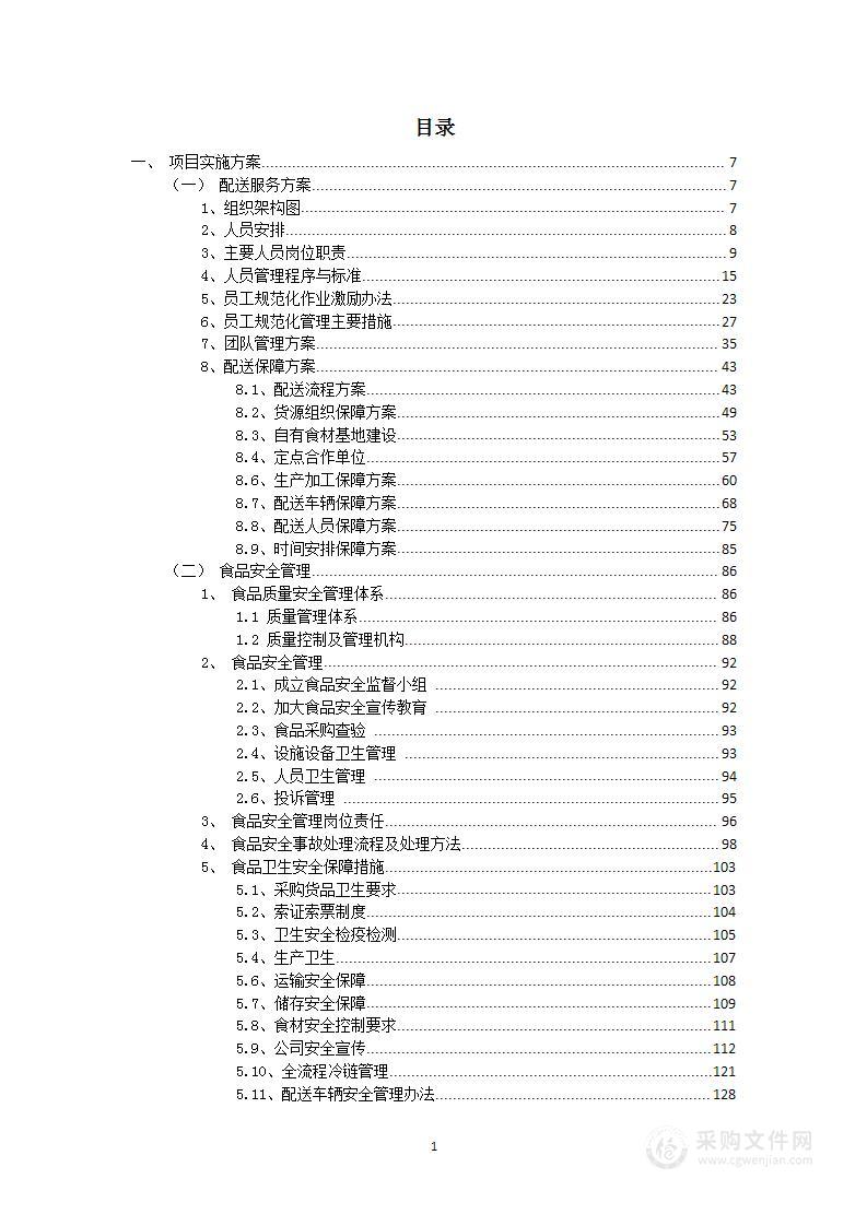 蔬菜配送采购项目投标方案