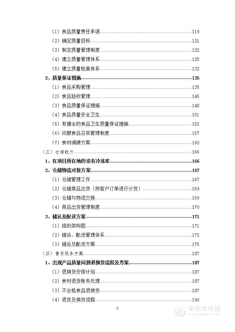 主粮、肉类、蔬菜、调料及生物油采购项目投标方案