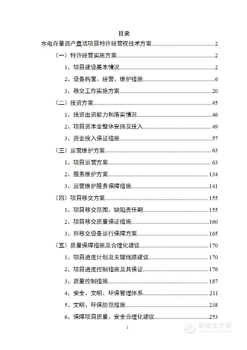 水电存量资产盘活项目特许经营权实施方案