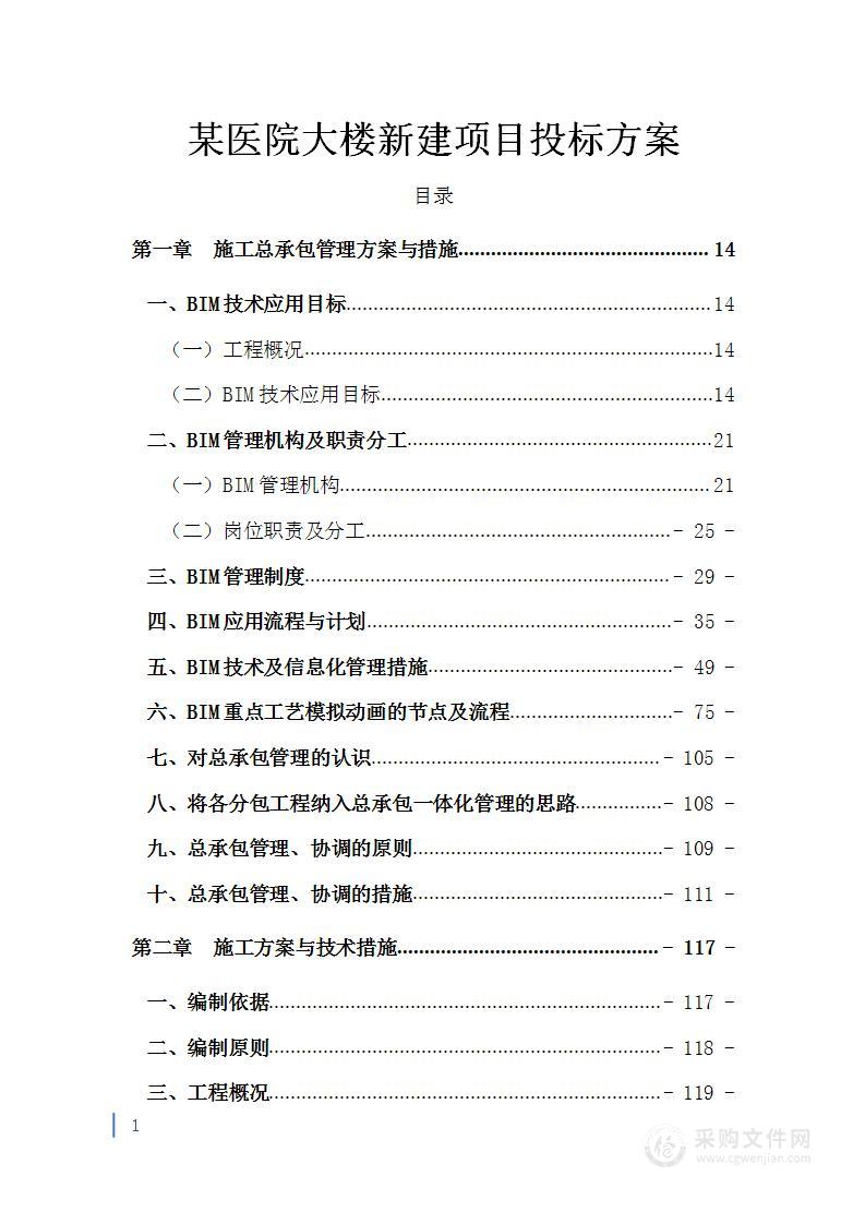 某医院大楼新建项目投标方案