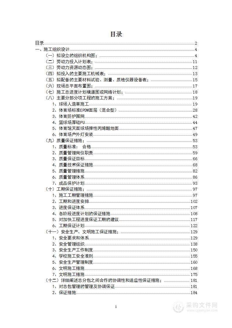 学校运动场地面及灯光工程施工项目投标文件