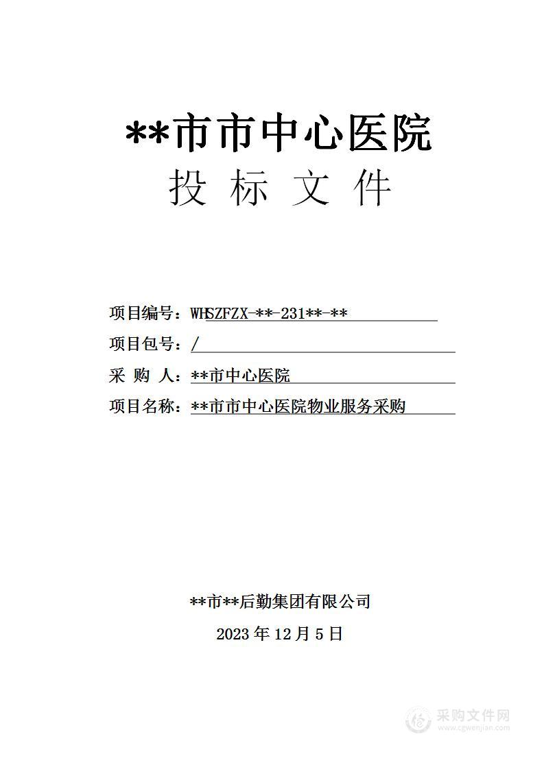 中心医院保洁医疗废物管理电梯导乘综合物业投标方案