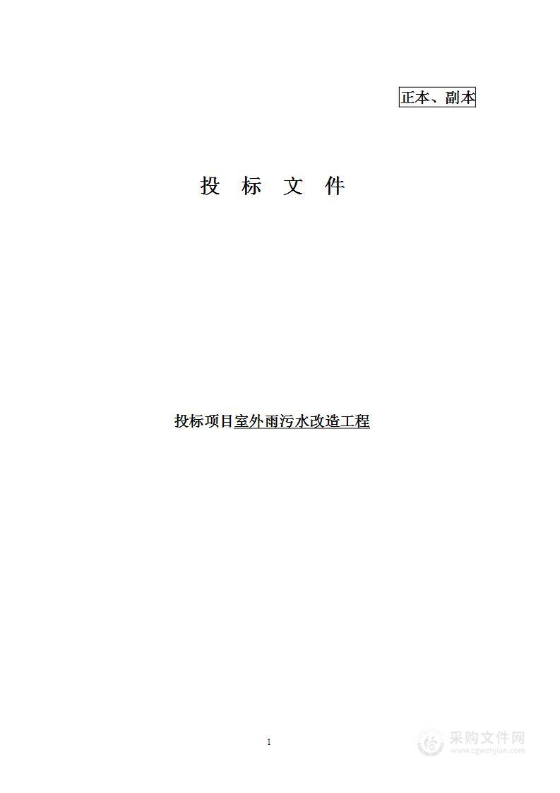 室外雨污水改造工程项目投标方案