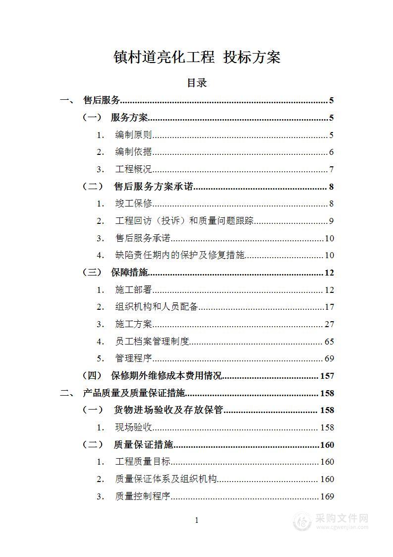 镇村道亮化工程 投标方案（307页）