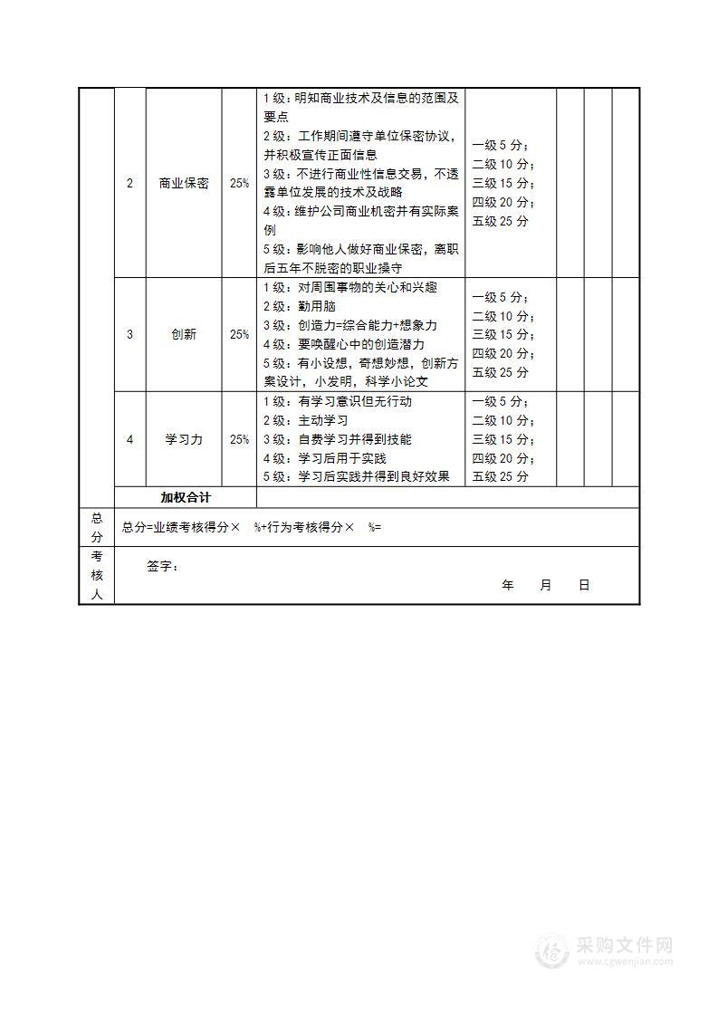 绩效考核表（CTO）