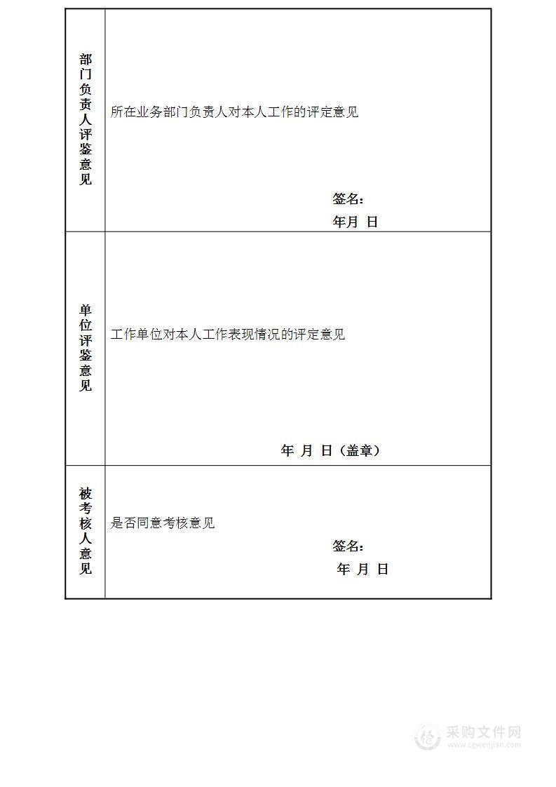 年度工作考核表