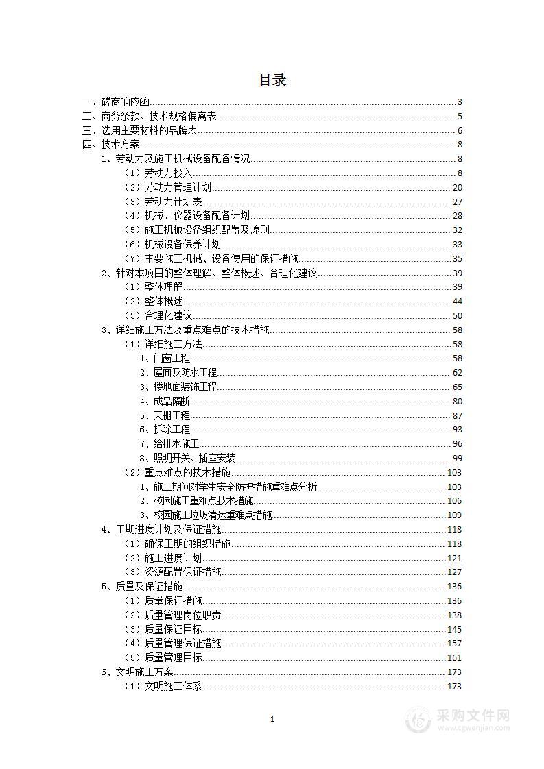 学生寝室厕所、阳台改造及寝室门更换工程项目投标方案