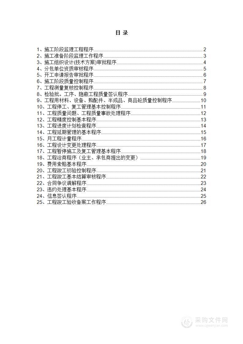 房屋建筑市政工程监理技术标流程图