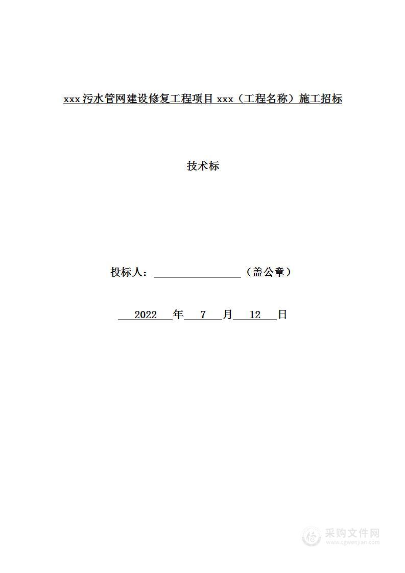 污水管网建设修复工程项目 投标方案