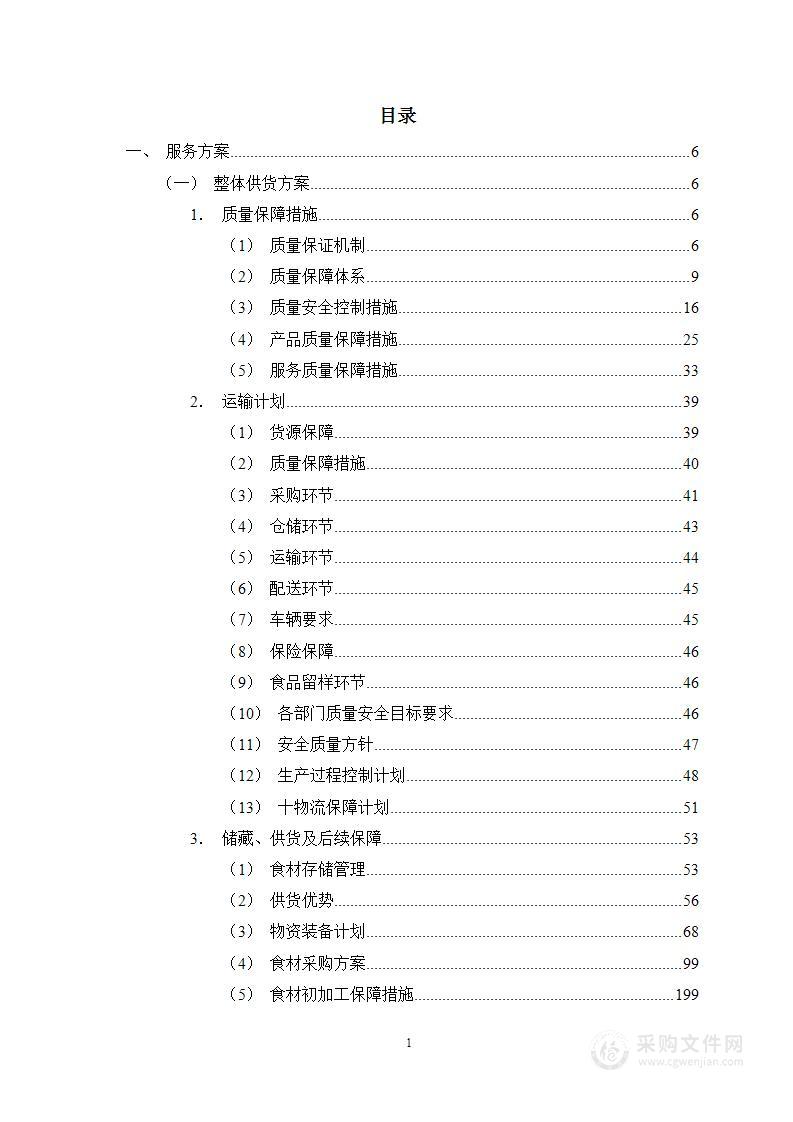 副食品采购服务投标方案