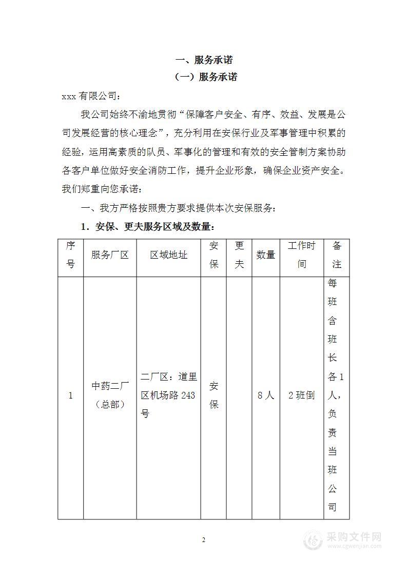 中药公司安保服务投标方案