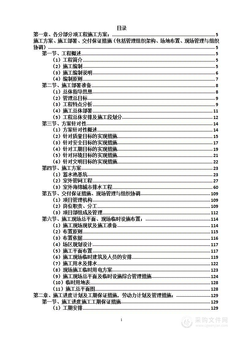 室外综合管网及海绵城市排水工程项目投标方案