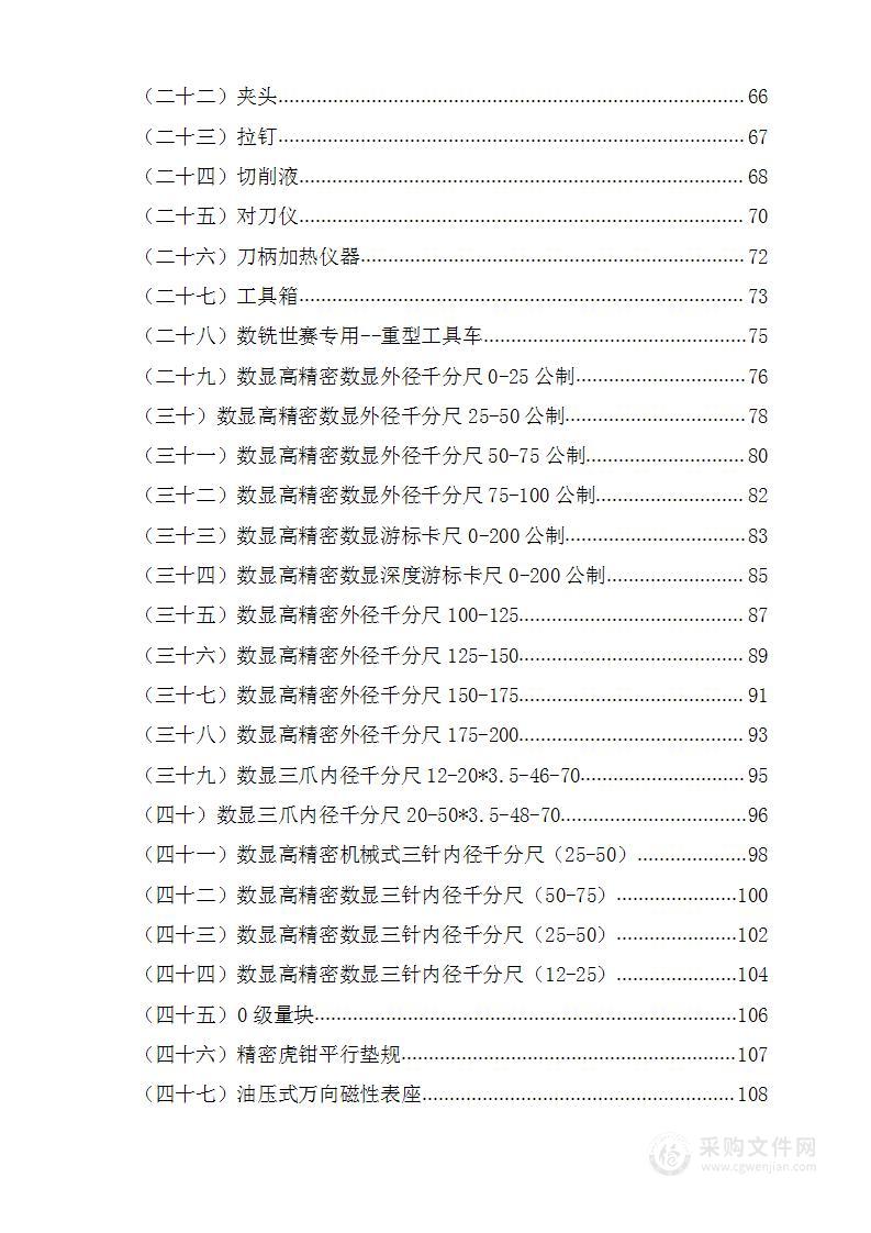 学院刀具和量具采购项目