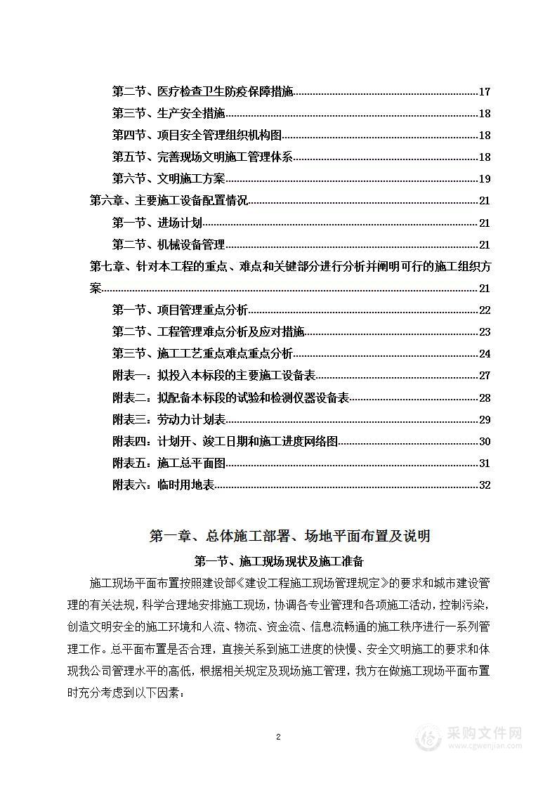 市政道路建设工程投标方案