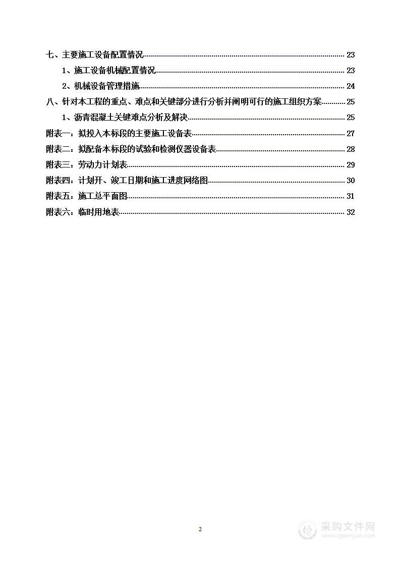 市政道路建设工程投标方案